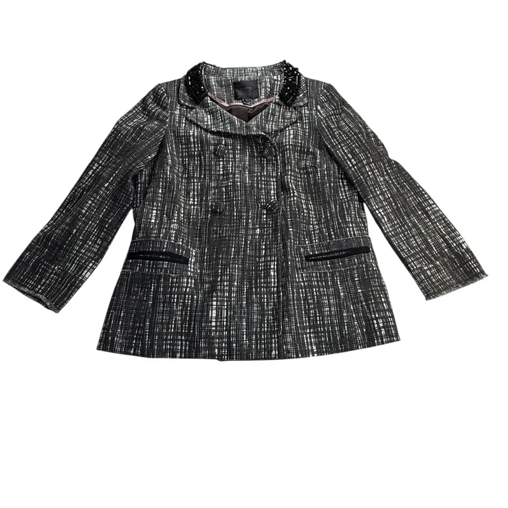 J.Crew Collection Tweed Contessa jeweled black and white Blazer‎ size 6 - Picture 6 of 15